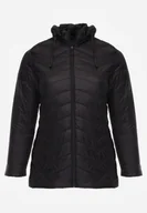 Kurtki damskie - Czarna Pikowana Kurtka Przejściowa z Kapturem o Taliowanym Kroju Lissanoria - miniaturka - grafika 1