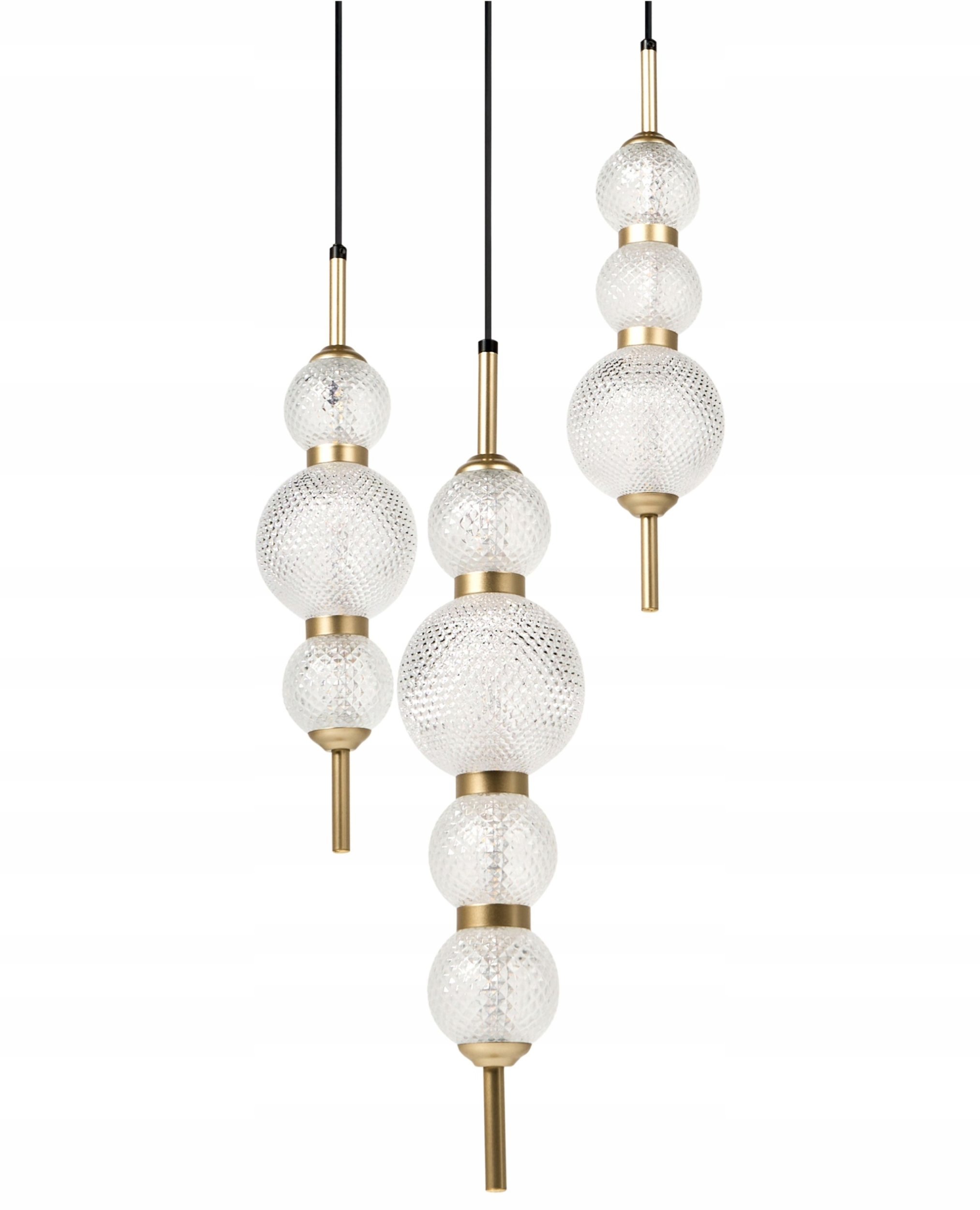 Lampa wisząca Beliani 3-punktowa ARAS LED szkło złoty 686734