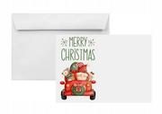 Kartki okolicznościowe i zaproszenia - Koperty świąteczne na Boże Narodzenie C6 HK białe z nadrukiem Auto 25 szt. - koperty z Mikołajem na kartki zaproszenia dla dzieci - miniaturka - grafika 1