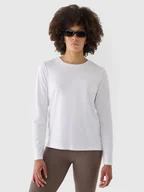Koszulki i topy damskie - Longsleeve oversize gładki damski 4F 4FWMM00TLONF431-10S Biały - miniaturka - grafika 1
