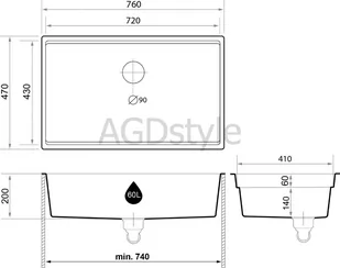 Zlew BRANDE SWIFT SLIM 760-80 GRAPHITE (grafitowy) zwijany ociekacz ROLLMATA - Zlewozmywaki - miniaturka - grafika 2