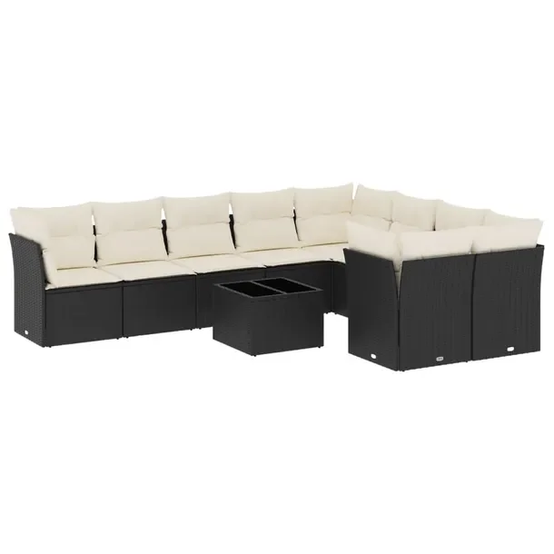 Zestaw wypoczynkowy ogrodowy rattan PE, czarny, 55x62x69 cm, kremowy