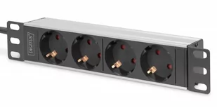 Listwa zasilająca DIGITUS do szaf 10" RACK 4xSchuko, 2m 1xSchuko, 16A, aluminiowa - Listwy zasilające - miniaturka - grafika 1