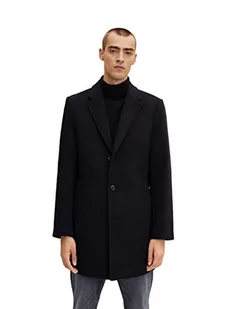 TOM TAILOR Męskie płaszcz wełniany 1032502, 24258 - Navy Blue Structure, S - Płaszcze męskie - miniaturka - grafika 1