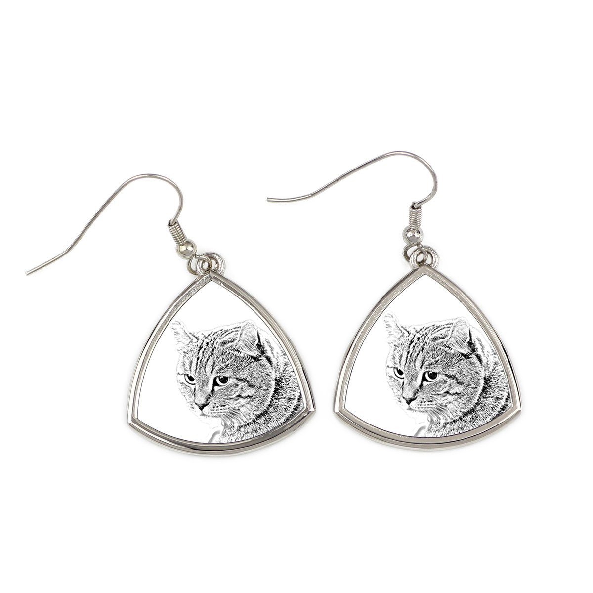 Ryś górski - kolczyki z kotem, wiszące kolczyki ze zdjęciem, personalizowana biżuteria z nadrukiem marki Art-Dog