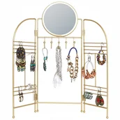 Biżuteria - akcesoria - Wieszak Na Biżuterię Lustro Toaletka Złota Prezent - miniaturka - grafika 1