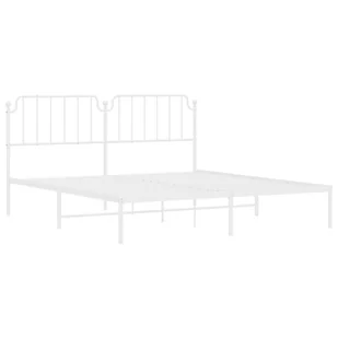 Metalowa rama łóżka z wezgłowiem, biała, 160x200 cm Lumarko! - Łóżka - miniaturka - grafika 5