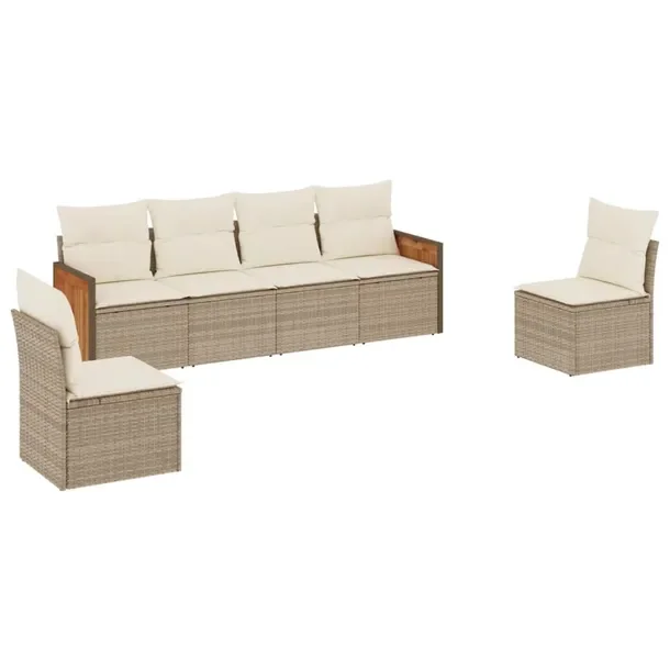 Zestaw wypoczynkowy rattan PE 6os. beżowy 55x62x69cm