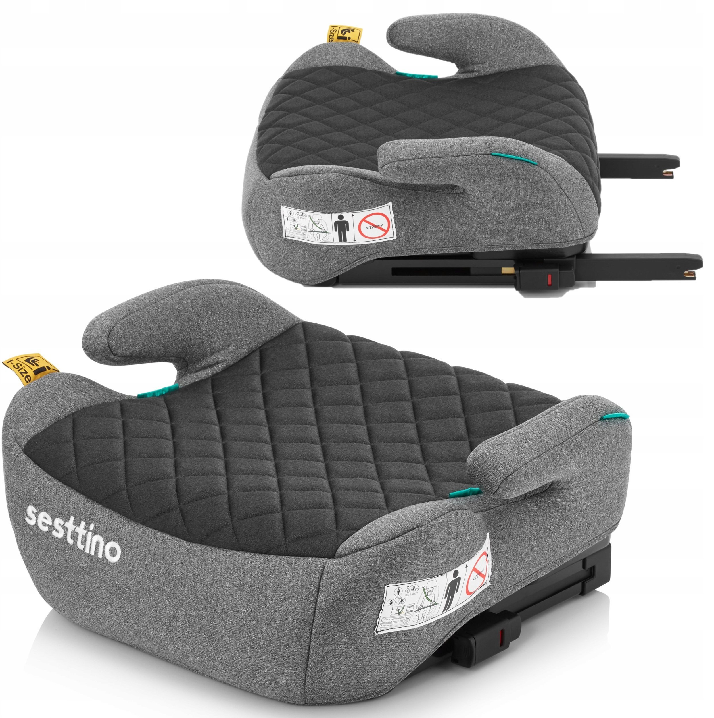 FOTELIK SAMOCHODOWY SESTTINO XBOOSTER GRAY-BLACK I-SIZE 125-150 cm