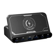 Ładowarki do telefonów - Ładowarka sieciowa Blitzwolf BW-S27 160W, 2xUSB-A, 4xUSB-C, 15W ładowarka bezprzewodowa (czarna) - miniaturka - grafika 1