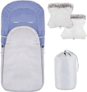 Springos Śpiworek do wózka 4w1, mufka, śpiwór do sanek, gondoli z torbą 90 cm szaro-niebieski UNIWERSALNY - Śpiworki dla dzieci - miniaturka - grafika 1