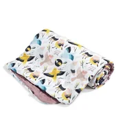 Koce i narzuty dla dzieci - LA MILLOU CIEPŁY KOCYK - L- CUTE BIRDS VIVID FRENCH LAVENDER VELVET - miniaturka - grafika 1
