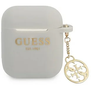Guess Guess GUA2LSC4EG AirPods cover szary/grey Silicone Charm 4G Collection GUE001947-0 - Akcesoria do słuchawek - miniaturka - grafika 1