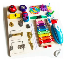 Tablica sensoryczna Montessori 18 elementów - Zabawki sensoryczne - miniaturka - grafika 1