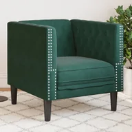 Fotele - Fotel Chesterfield, ciemnozielony, tapicerowany aksamitem - miniaturka - grafika 1