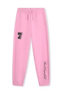 Spodnie i spodenki dla dziewczynek - Karl Lagerfeld spodnie dresowe dziecięce kolor różowy z aplikacją - miniaturka - grafika 1