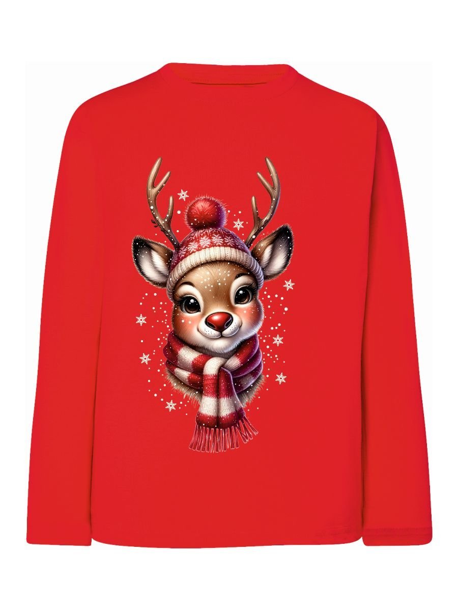 Dziecięca bluzka z nadrukiem długi rękaw sarenka czerwona Tup Tup r.122/128