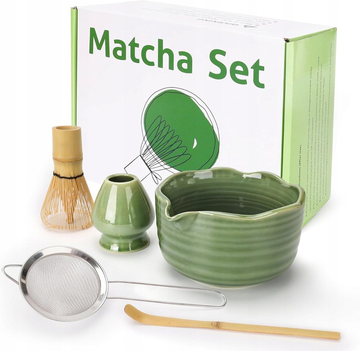 ZESTAW DO MATCHY 5 ELEMENTÓW CERAMICZNA MISKA MIOTŁA CHASEN