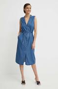 Sukienki - Pepe Jeans sukienka MAGGIE kolor niebieski midi prosta PL953512 - miniaturka - grafika 1