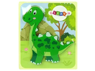 Import LEANToys Drewniane Puzzle Dinozaur Isanosaurus Zielony LT-10345-0 - Puzzle - miniaturka - grafika 1
