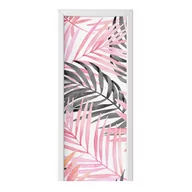 Naklejki na ścianę - Naklejka na drzwi HOMEPRINT Różowo-szare liście 85x205 cm - miniaturka - grafika 1