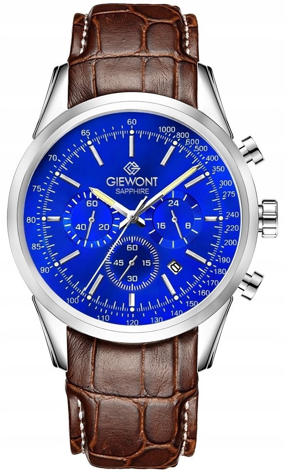 Zegarek Giewont Zegarek Męski Giewont Chronograph Sapphire Srebrno Niebieski GW7650-A5