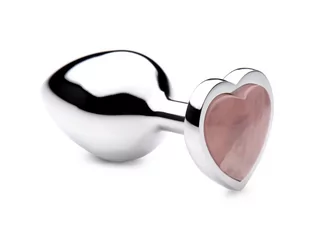 Korki analne - Booty Sparks Gemstones Rose Quartz Heart Anal Plug Medium - grafika 1