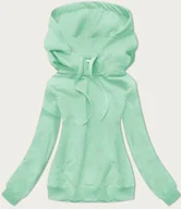 Bluzy damskie - Cienka damska bluza kangurka miętowa (W06-61) - J STYLE - miniaturka - grafika 1