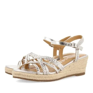 GIOSEPPO Damskie sandały na koturnie Lelant Espadryle, Metaliczny srebrny, 41 EU - Espadryle damskie - miniaturka - grafika 1