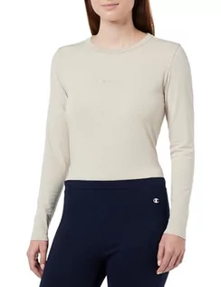 Koszulki i topy damskie - Champion Legacy Evo W-Polyester Wool Stretch Jersey L-s Regular Crewneck Damska koszulka z długim rękawem, Srebrny Szary, L - grafika 1