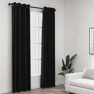 vidaXL Zasłony stylizowane na lniane, 2 szt., antracyt, 140x245 cm - Zasłony - miniaturka - grafika 1