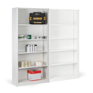 Metalowy regał z tylną ścianą, 2100 x 1000 x 300 mm, biały, dodatkowy - Szafy i regały magazynowe - miniaturka - grafika 1
