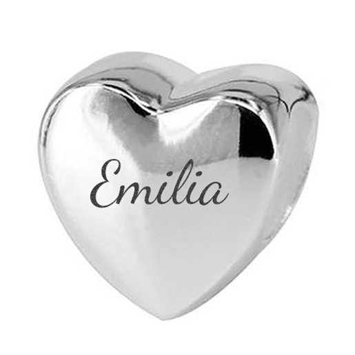 Charms Srebrny Serce z Imieniem Grawerem Imię Emilia SREBRO 925 + GRAWER