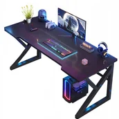 Biurka gamingowe - BIURKO GAMINGOWE STÓŁ DLA GRACZA BIURKO KOMPUTEROWE CZARNE MŁODZIEŻOWE DUŻE - miniaturka - grafika 1