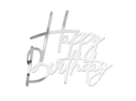 Ciasta i półprodukty do ciast - Topper na bok tortu Happy Birthday - srebrny - 1 szt. - miniaturka - grafika 1
