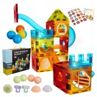 Klocki - Klocki Magnetyczne Świecące z Torem Kulkowym 77 Elementów Edukacyjne - miniaturka - grafika 1