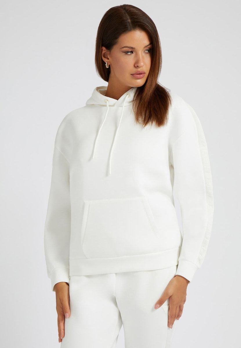 GUESS ECRU BLUZA Z KAPTUREM DAMSKA Z LOGO DŁUGI RĘKAW M 1GŁA