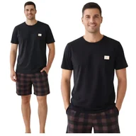 Piżamy damskie - PIŻAMA MĘSKA BAWEŁNIANA KRÓTKA LETNIA KRÓTKI RĘKAW KRÓTKIE SPODENKI KRATKA WYGODNA L - miniaturka - grafika 1