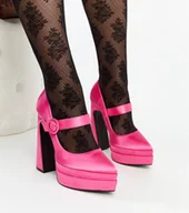 Półbuty damskie - Ciemnoróżowe czółenka na wysokim słupku Mikea-39 - miniaturka - grafika 1