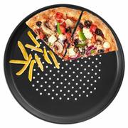 Formy do ciast - Forma do pizzy perforowana blacha z powłoką teflonową czarna 32 cm kod: O-127031 + Sprawdź na SuperWnetrze.pl - miniaturka - grafika 1