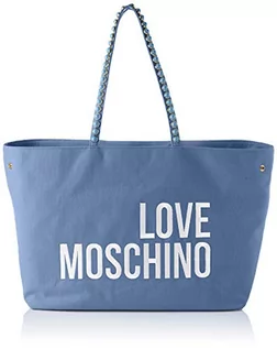 Torebki damskie - Love Moschino Damska torba Precollezione Ss21 | Borsa Shopper z płótna Da Donna torba na ramię wiosna lato 2021, jasnoniebieski, jeden rozmiar - grafika 1