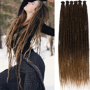 TEMU 10 Pasm 24-calowych Syntetycznych Dreadlocków Ombre Blond, Jednostronne, Ręcznie Robione, Miękkie Cienkie Dredy w Stylu Hippie dla Kobiet - Pozostałe akcesoria fryzjerskie - miniaturka - grafika 1