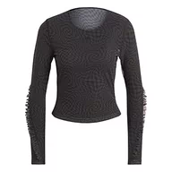 Koszulki i topy damskie - adidas Koszulka damska (Long Sleeve) Yga St AOP Ls, czarna, HR5076, L - miniaturka - grafika 1
