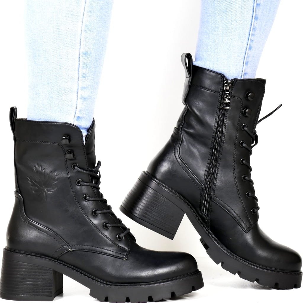 DAMSKIE BOTKI NA OBCASIE WORKERY VINCEZA 89136 CZARNE