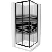 Kabiny prysznicowe - Mexen Rio kabina prysznicowa kwadratowa 80x80 cm, pasy, czarna + brodzik Rio, biały - miniaturka - grafika 1