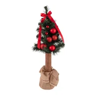 Choinki - Choinka dekorowana na pniu z kokardą czerwona 70 cm - miniaturka - grafika 1