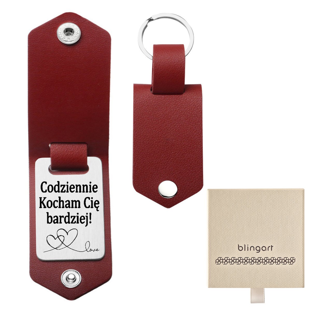 Brelok do kluczy Z GRAWEREM z etui ze SKÓRY NATURA