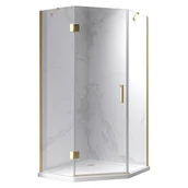 Kabiny prysznicowe - Złota kabina prysznicowa pięciokątna 100x100 drzwi uchylne KZ10C - miniaturka - grafika 1