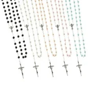 Pamiątka Pierwszej Komunii Świętej - Różaniec - Pierwsza Komunia Święta - 6 mm - szkło - perłowa powłoka - miniaturka - grafika 1