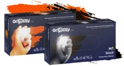 Rękawice nitrylowe o podwyższonej wytrzymałości - bezlateksowe, bezpudrowe - antypoślizgowa diamentowa tekstura (Gripzzly Protective Gloves) - Meble i wyposażenie gabinetów medycznych - miniaturka - grafika 1